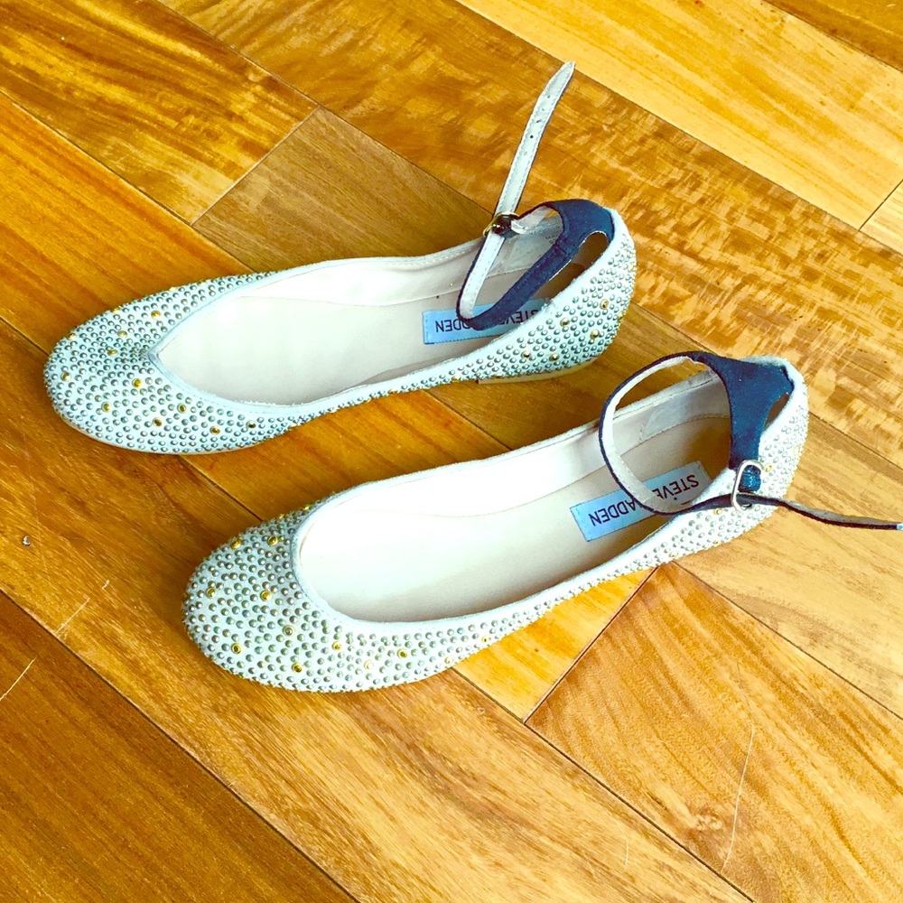 Rhinestone ballet flats with ankle strap